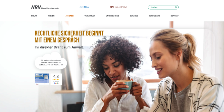 NRV Website-Beispiel fuer Design und Entwicklung von Versicherungswebseiten